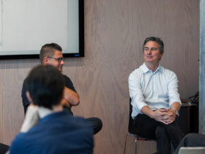 Links: Alain Veuve, CEO & Founder Parashift, Rechts: Philipp Marty, Leiter neue Geschäftsfelder & Partnerschaften bei Baloise Beide beim joint Event Google 