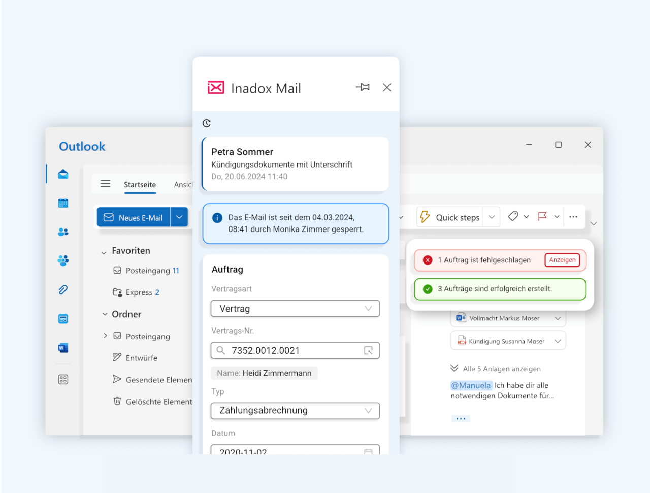 Outlook und Inadox Mail Seiten
